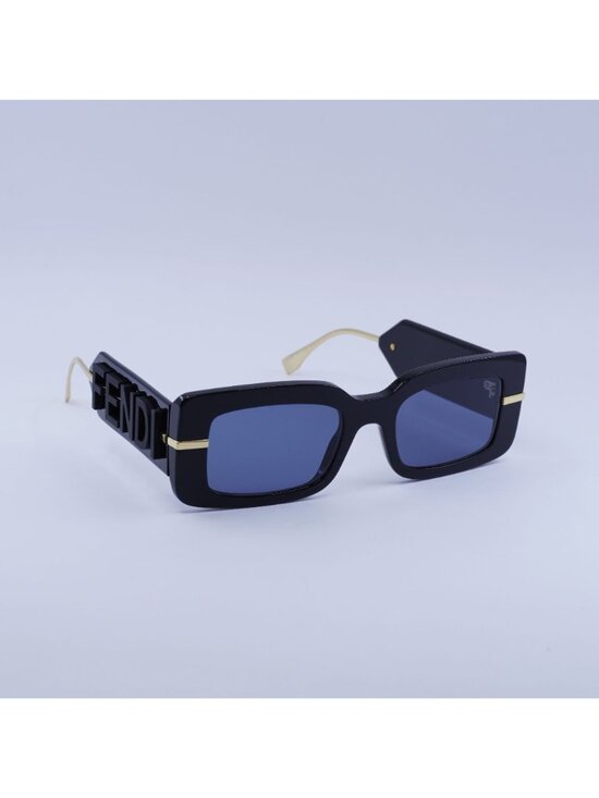 Fendi FE40133I 01V Sunglasses Black Rectangle Frame, Blue Lenses main image 5